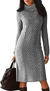 [BLENCOT] Womens Turtleneck Long Sleeve Elasticity Chunky Cable Knit Pullover Sweaters Jumper