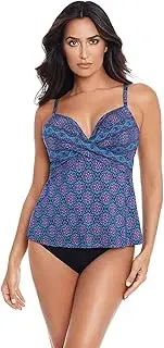 [Miraclesuit] Women's Swimwear Allura Underwire Foam Cup Adjustable Strap Tankini Bathing Suit TopBathing Suit Top
