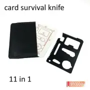 Multi Camping Tool Black Credit Card Survival Knife 11 in 1 Can Bottle Opener