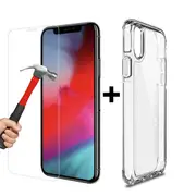 Apple iPhone XR clear case cover and 9H Tempered Glass front screen protector
