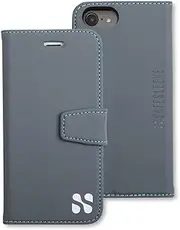 SafeSleeve EMF Protection Anti Radiation iPhone Case: iPhone 8, iPhone 7, iPhone 6 & iPhone SE 2, ELF RFID Card Holder Blocking Wallet, Adjustable Stand Case, for Women & Men (Grey)