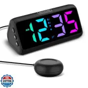 Netzu Loud Alarm Clock for Heavy Sleepers, Plug-in RGB Vibrating Alarm Clocks