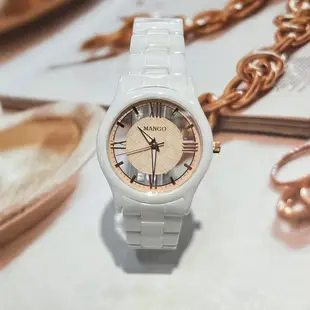 【MANGO】鏤空氣質陶瓷女錶 MA6747L-RG 34mm 現代鐘錶