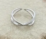 New Year GIFT 4 WOMEN'S Solid Metal Criss-Cross Toe Ring 925 Silver