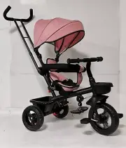 Kids Tricycle 4 in 1 Stroll Trike with Adjustable Push Handle Removable Canopy