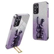 For Samsung Galaxy S24 Case Glitter Powder Rabbit Design Phone Cover with Pull-out Kickstand