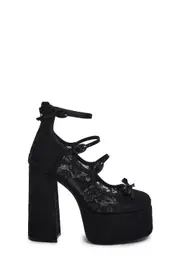 [Sugar Thrillz] Smiling Melody Platform Heels - Black