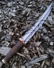 UBR CUSTOM HANDMADE HIGH CARBON STEEL WAKIZASHI NINJA KNIFE WITH LEATHER SHEATH