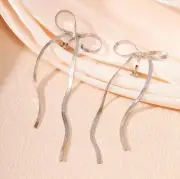 3” Earring Set Clip-On Silver-tone Lightweight Dangle Drop New Free Ship B6456