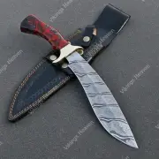 Hand Forged Damascus Steel Blade Kukri Knife Bowie With Sheath