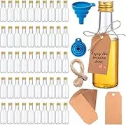 CEJGXOZ 45 Pcs Mini Liquor Bottles, 1.7oz Plastic Spirit Bottles With Caps, 2 Liquid Funnels and 45 Kraft Tags With 65ft Ropes for Party