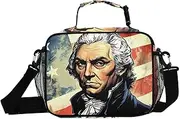 Alexander Hamilton Flag Insulated Lunch Box for Women Men - Ideal for Work, Picnics - Includes Adjustable Shoulder Strap