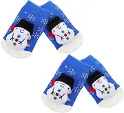 CATIEBYE 2 Pairs Christmas Toddler Socks Adorable Snowman Theme Baby Floor Socks Combed Cotton Warm for 0-1 Year Old Boys and Girls