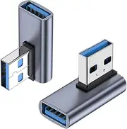 90 Degree USB 3.1 Adapter 2 Pack, AreMe Left Angle USB A Male to Female Converter Extender for PC, Laptop, USB A Charger, Power Bank and More