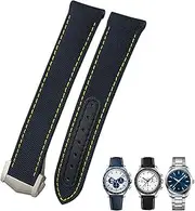 [GUMMMY] 19mm 20mm 21mm Nylon Canvas Curved End Watchband Fit for Omega Seamaster 300 AT150 Speedmaster，For Longines Watch Strap