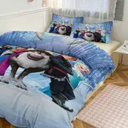 v5514 Bed Sheets Bedding Frozen 3-Piece Reversible Twin Bed Set - Includes 1 Reversible Twin Comforter And 2 Pillowcases Bedding - Fade Resistant Mic