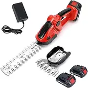 2-in-1 Cordless Hedge Trimmer & Grass Shear - 24V Electric Grass Trimmer with 2 * 1500mAh Battery, Lightweight Handheld Shrub Cutter for Shrubs, Garden, Grass, Lawn & Pruning