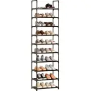 10-Tier Tall Shoe Rack, Adjustable 20-25 Pairs Shoe Shelf Storage Black-10tier