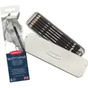 NEW Derwent Soft Sketching Graphite Pencils Pack 6 Tin Professional