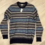 GAP 100% Lambswool Sweater Nordic Mens Large Tall Sweater Pullover Multicolor