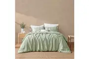 Natural Home Vintage Washed Hemp Linen Quilt Cover Set Sage (Queen,King,Super King)