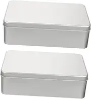 Gogogmee 2pcs Boxes Tinplate Box Cookie Tins with Lids Storage Tins with Lids Square Boxes Tea Tins Treat Tin Cake Stand with Lid Biscuit Tin Airtight Card Tin Container Candy Silver