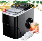 Portable Ice Maker Machine 12KG with Self-Cleaning for Home Bar Black
