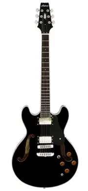 Aria TA-CLASSIC Semi-Hollow Electric Guitar in Black Gloss