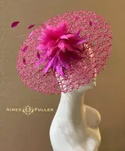 Aimee Fuller Kentucky Derby Del Mar Opening Day Fascinator Hat Hot Pink Fuchsia