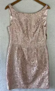 Aidan Mattox Mini Sheath Dress Womens 14 Sleeveless Lace open back cocktail