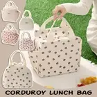 Corduroy Bento Lunch Bag Insulation Lunch Box Storage Handbag School Picnic Bag