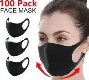100x Black Reusable Foam Sponge Face Mask Cloth Washable Breathable Face Cover