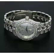 Techno King Men Hip Hop Iced Silver Tone Rapper Luxury Metal Lab Diamond Watch