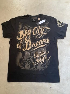 Authentic Vintage Men's Christian Audigier T-shirt Big City Dreams Black L