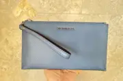 MICHAEL KORS JET SET TRAVEL LARGE CLUTCH LEATHER WRISTLET DENIM
