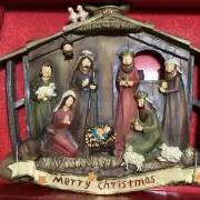 Nativity wall hanging plaque tabletop St. Nicholas Square Decor Christmas Jesus