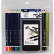Royal Langnickel Drawing Art Set 2 metallic and 10 colored pencils & sketchbook