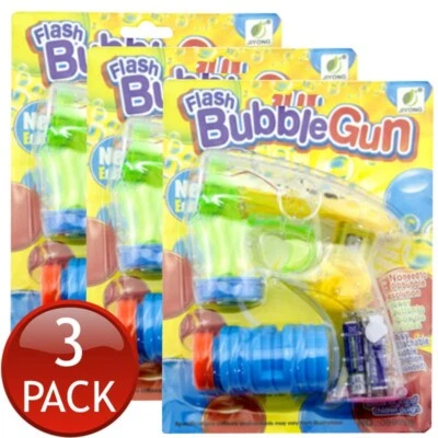 3 x Bubble Gun Maker Set Automatic Toy Kids Outdoor Fun Batteries Included 3xAAA