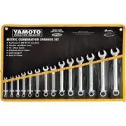 Yamoto Metric Combination Spanner Set, 14 Piece, 6-19mm, Mirror Finish, DIN 3113