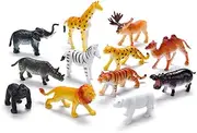 Forest nimals Toys Statues, Mini Realistic Simulation Plastic Learning Educational Playset Party Bath Toys ，Home Decoration 12 Animal Statues Forest Animals，Elephants，Orangutan，Tigers，Giraffe Toy