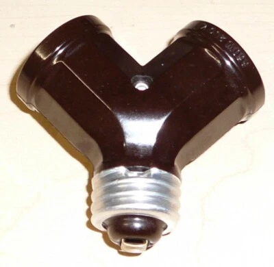 Leviton Y Type Light Bulb Converter Dual Twin Splitter Lamp Socket Adapter