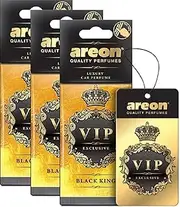 AREON VIP - Hanging Cardboard Air Freshener for Car, Home & Office - Premium Cologne Perfume with Natural Fragrances - Long Lasting, Fresh, Luxurious Scent - Stylish Design - Black King, Pack of 3