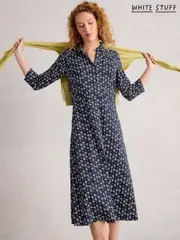 White Stuff Blue Rua Jersey Shirt Dress (W78269) | $150
