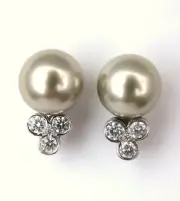 11.2mm Tahitian Pearls .60ct Diamonds Stud Earrings 14kt Gold