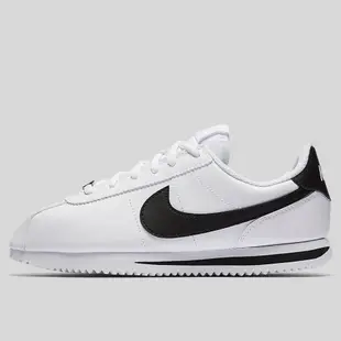 IMPACT Nike Cortez leather Basic SL Gs 阿甘 白 黑 鐵牌 904764-102