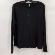 ASOS Black Long Sleeve V-Neck Mesh Soft Pullover Top Size 22