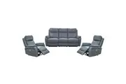 Divano Berkeley Leather Electric Recliner Sofa Suite 3 + 1 + 1 Gunmetal