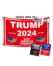 Trump Flags 3x5 Outdoor Made in USA-Double Sided 3 Ply Heavy Duty Take Americ...