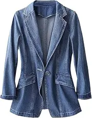 [Generic] Spring Autumn Vintage Suit Women Denim Jacket Coats Casual Tops Loose Suit Outwear Cowboy Blazer