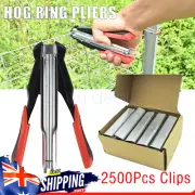 Hog Ring Gun C Clip Auto Feed Nailer Pliers+2500pcs Galvanised Steel Hogring Set